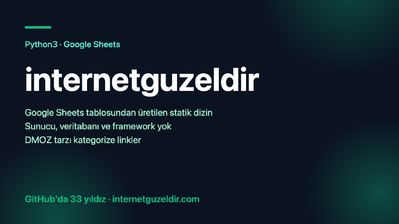 internetguzeldir — Google Sheets’ten statik dizin sitesi