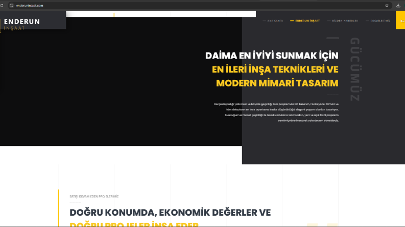 Enderun İnşaat için Modern WEB Tasarım