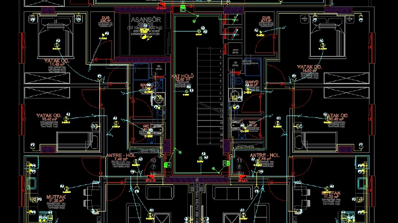 Konut Elektrik Tasarımı ve Teknik Çizim - AutoCAD