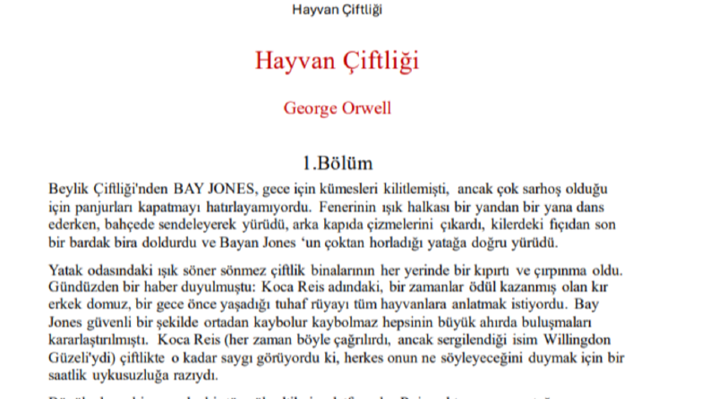 Hayvan Çiftliği-Kitap Çevirisi