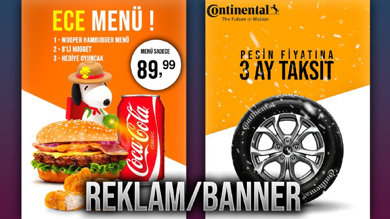 Burger ve Lastik Markası İçin Etkliyici Reklam Afişi