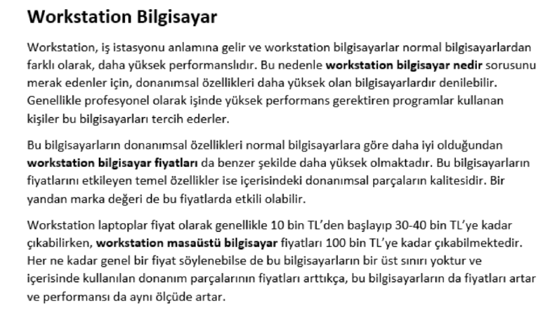 Workstation Bilgisayarlar Hakkında Bir Yazı