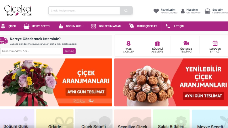 Çiçekçi Site Tasarımı - Anahtar Teslim E-ticaret Sitesi