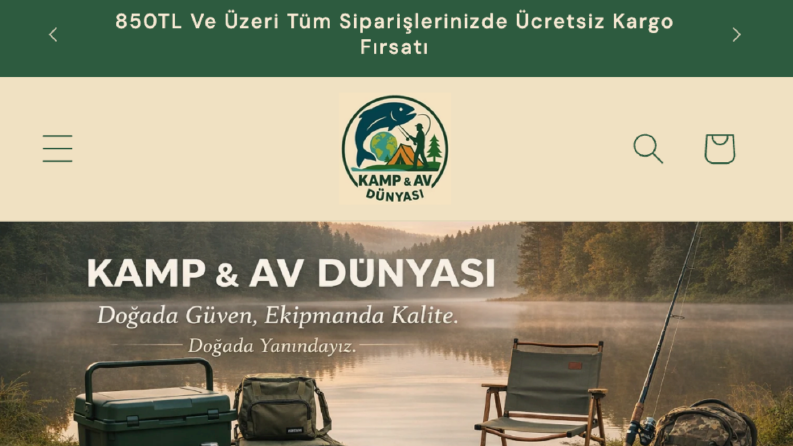 Kamp & Outdoor ürünleri için Shopify mağaza tasarımı