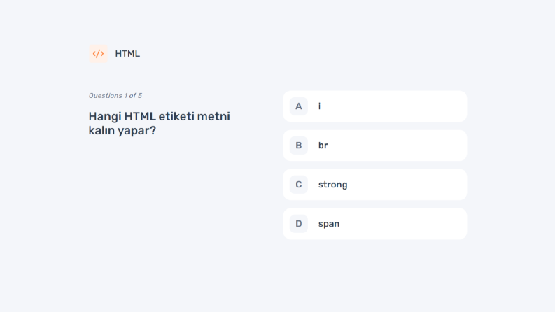 Frontend Developer Quiz Projesi