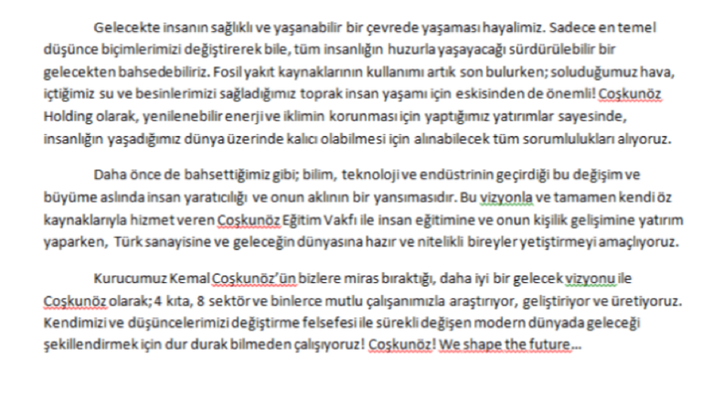 Coşkunöz Holding - Tanıtım Metni