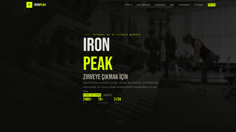 Örnek bir GYM web sitesi