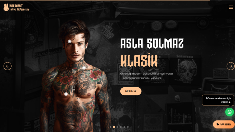 Run Rabbit Tattoo - Dövme stüdyosu web sitesi tasarımı