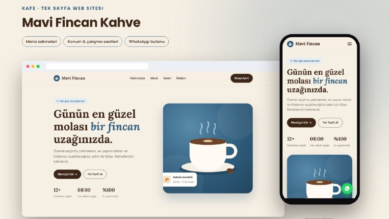 Kafe Web Sitesi | Mobil Uyumlu Tek Sayfa (Konsept)