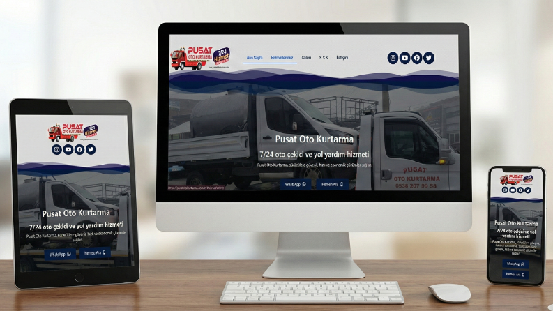 Mobil Uyumlu Oto Kurtarma ve Yol Yardım Web Sitesi
