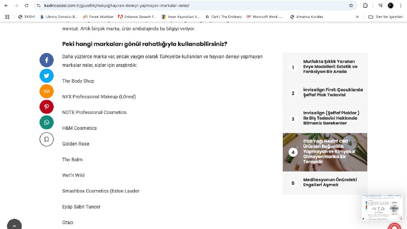 Hayvanlar Üzerinde Deney Yapmayan Kozmetik Markaları