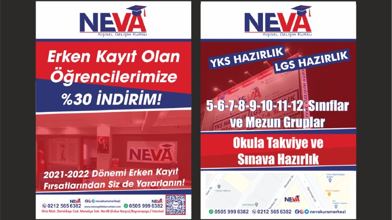 NEVA Kurs Merkezi El ilanı / broşür örneği