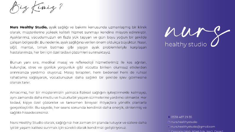 Nurs Healthy Studio -Broşür Tasarımı