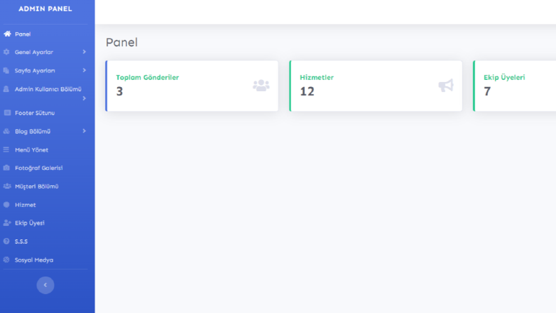 Admin Panel Taslağı