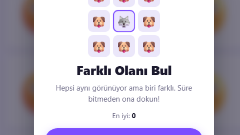 Farklı Olanı Bul - İndirmesiz HTML5 Bulmaca Oyunu