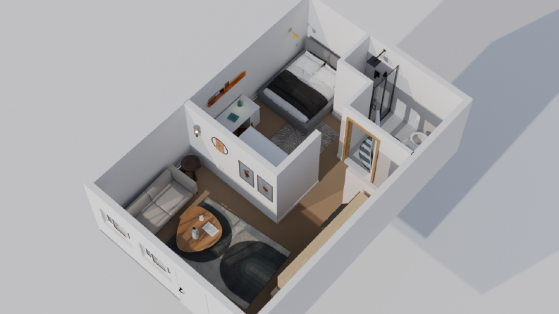 1+1 Ev ve Oda Renderları