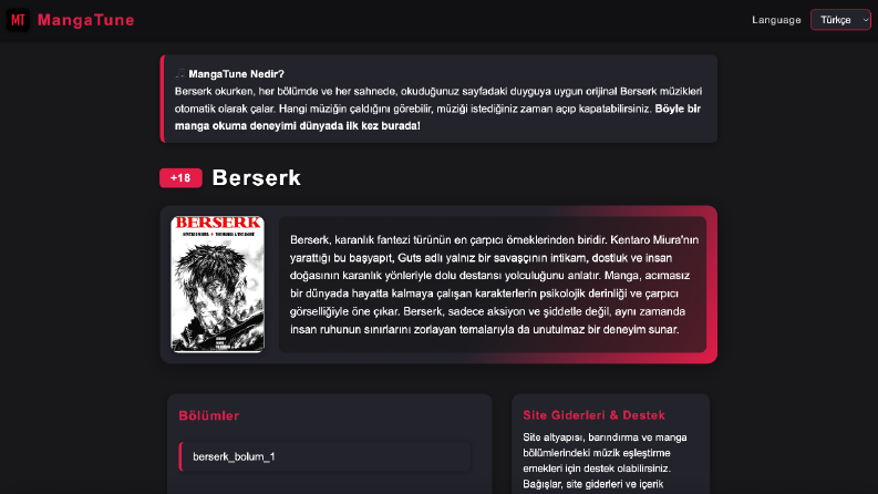 Dünyada tek uyumlu müzik dinlenilebilen manga sitesi