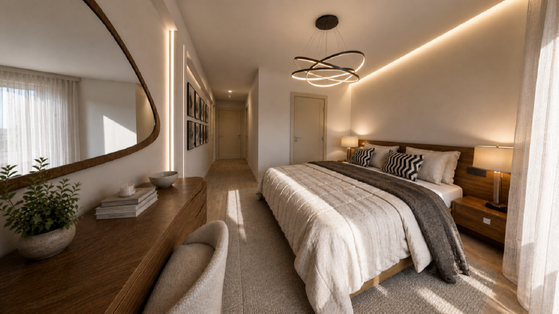 Modern Ebeveyn Yatak Odası Tasarımı | Fotogerçekçi Render