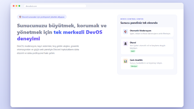 DevOS Bot - Discord Sunucu Yönetim Paneli