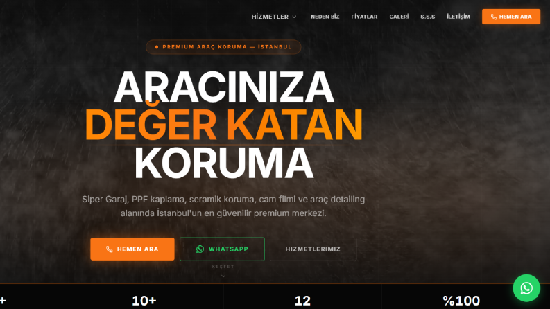 Siper Garaj firması için web sitesi