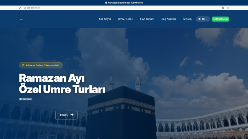 Hac - Umre Firması İçin Yönetim Panelli Portfolyo