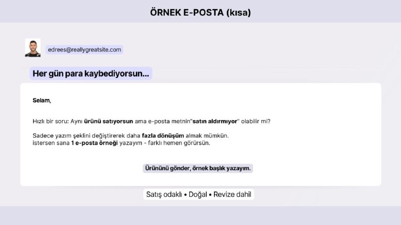 E-posta Paketleri ve Örnek Satış Metni