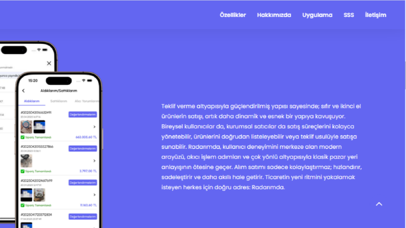 Radarımda – Modern Web Sitesi Geliştirme