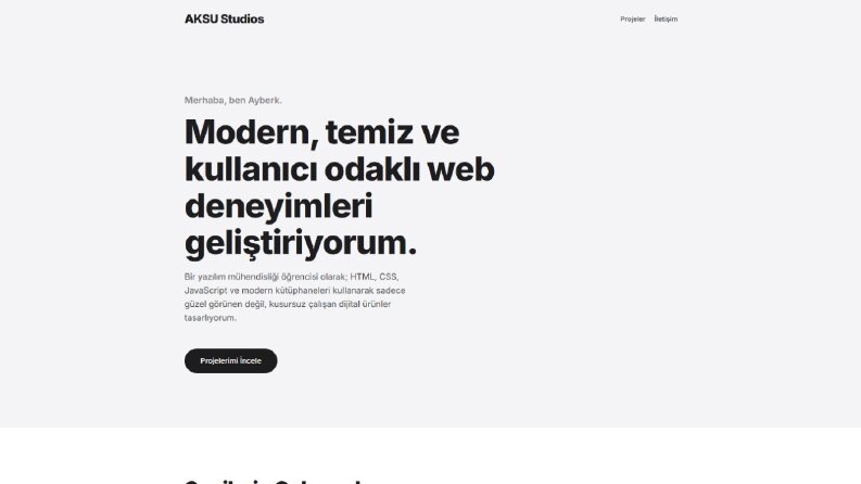 Aksu Studios - Kişisel Profesyonel Portfolyo