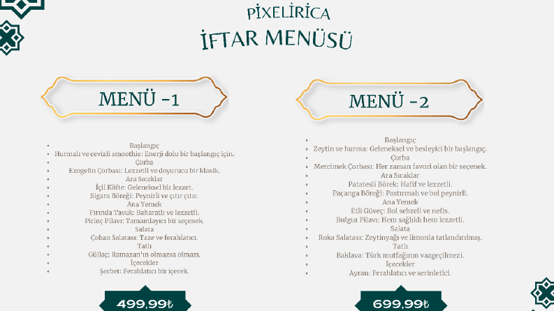 Restauranta Özel Menü Tasarımı