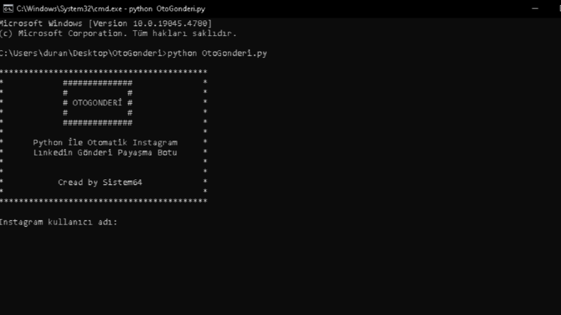 Python ile Otomatik Gönderi Paylaşma Botu.