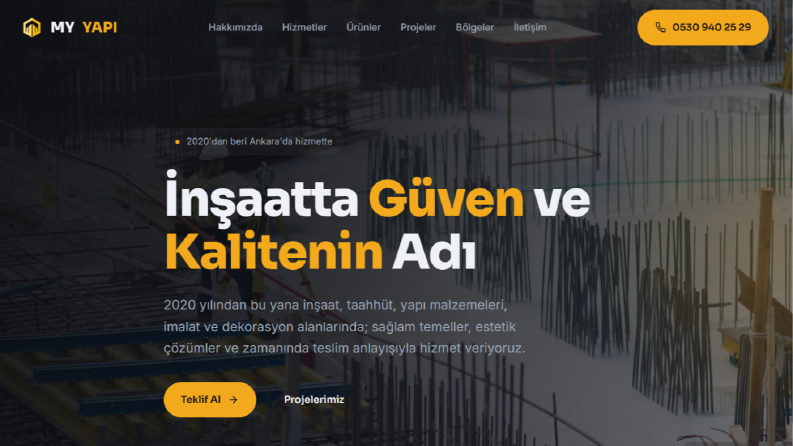 İnşaat ve yapı malzemeleri firma sitesi