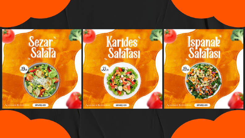 Salata Restoranı İçin Sosyal Medya Tasarımları