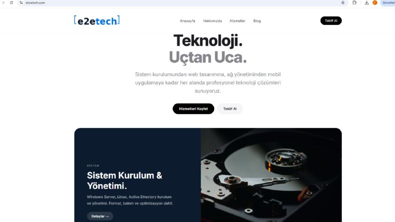 ETOETECH — Teknoloji & Yazılım Danışmanlık Web Sitesi