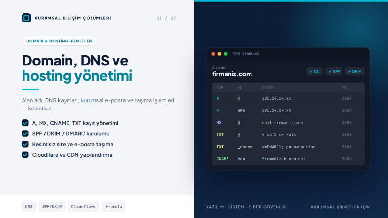 Domain, DNS Yönetimi, Hosting ve Kesintisiz Site Taşıma