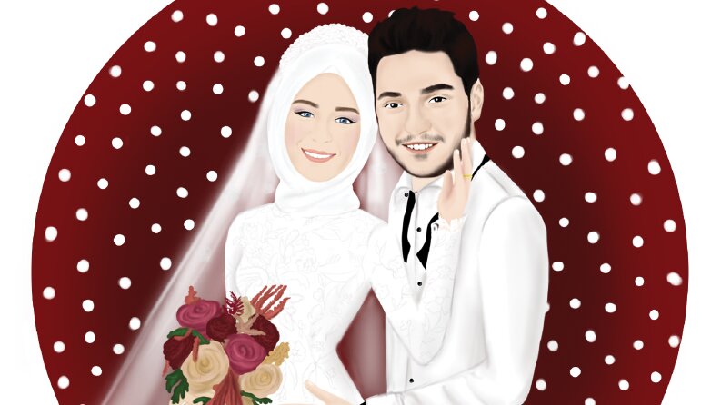 gelin ve damat illüstrasyonu