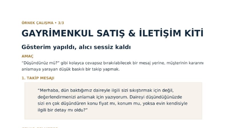 Gayrimenkul Satış & İletişim Kiti – Örnek Çalışma