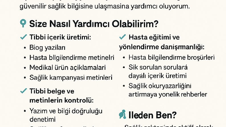 👩‍⚕️ Tıbbi Danışmanlık & Sağlık İçerik Hizmetleri