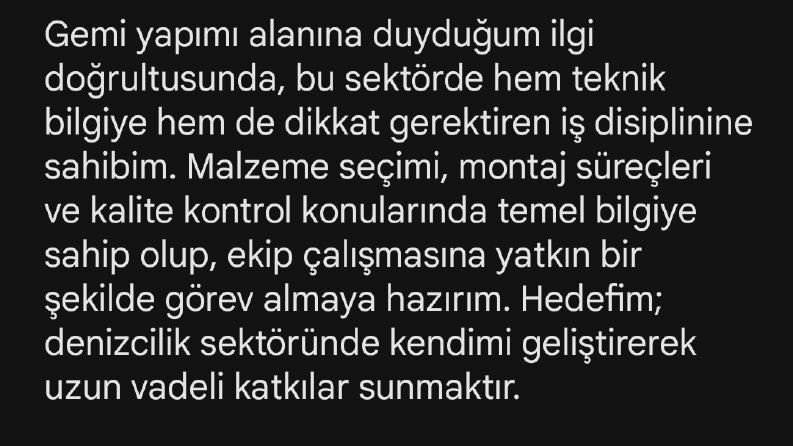 Etkileyici cv ler olustura bilirim 