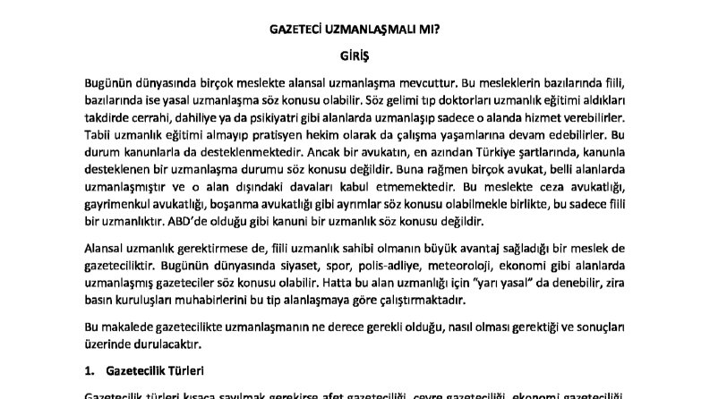Lisans Düzeyi Akademik Ödev