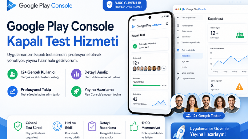 Google Play Console Kapalı Test | 12+ Gerçek Tester