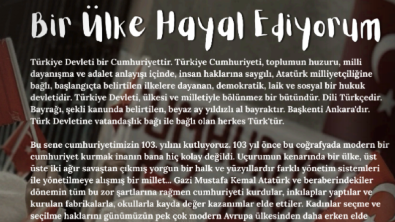 BİR ÜLKE HAYAL EDİYORUM