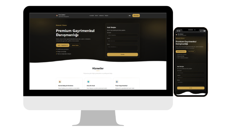 Modern ve Hızlı Emlak Danışmanı Web Sitesi Tasarımı