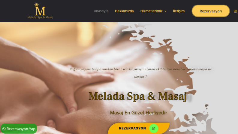 Masaj salonu için yaptığım web sitesi