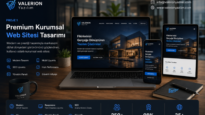 Valerion Yazılım - premium kurumsal web sitesi tasarımı