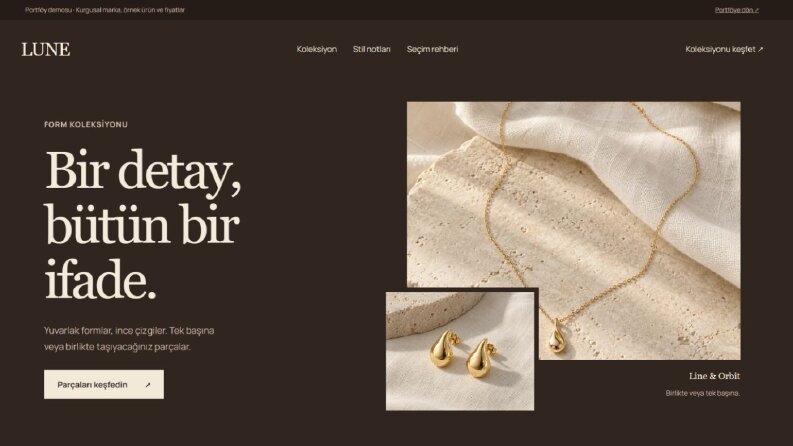 LUNE | Takı ve Ürün Kataloğu Web Sitesi Demosu