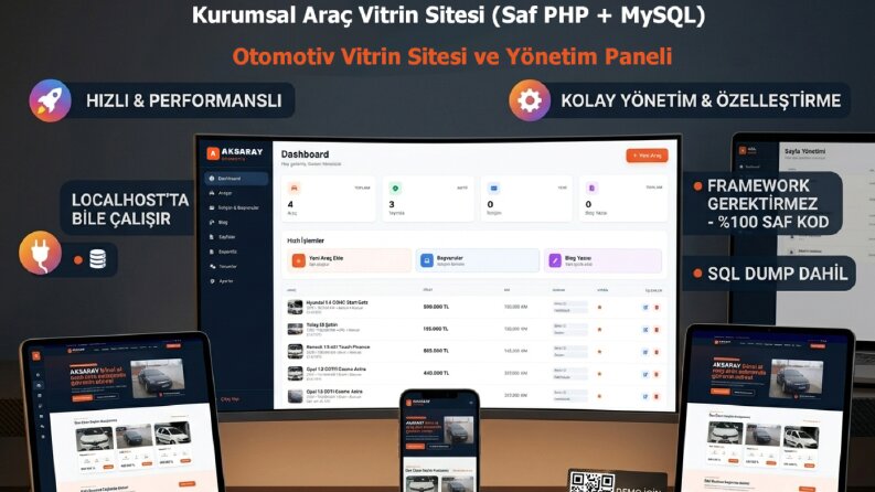 Kurumsal Araç Vitrin Sitesi (Saf PHP + MySQL)