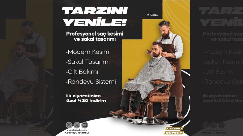 Crown Berber – Erkek Kuaförü Sosyal Medya Tasarımı