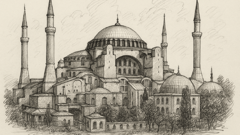 Ayasofya Camii - Karakalem Çizim