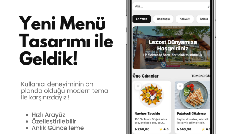 Hızlı teslim dijital menü