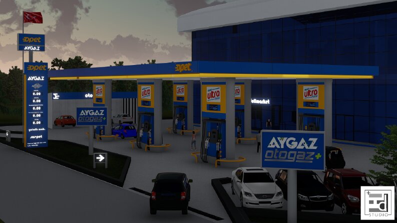 Akaryakıt İstasyonu 3D Modelleme